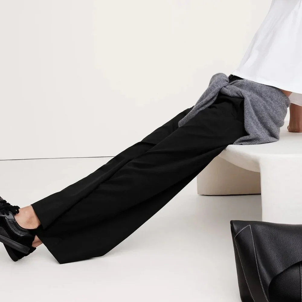 NWT! Banana Republic Black 100% Linen The Everyday Wide-Leg Trouser Pant XL